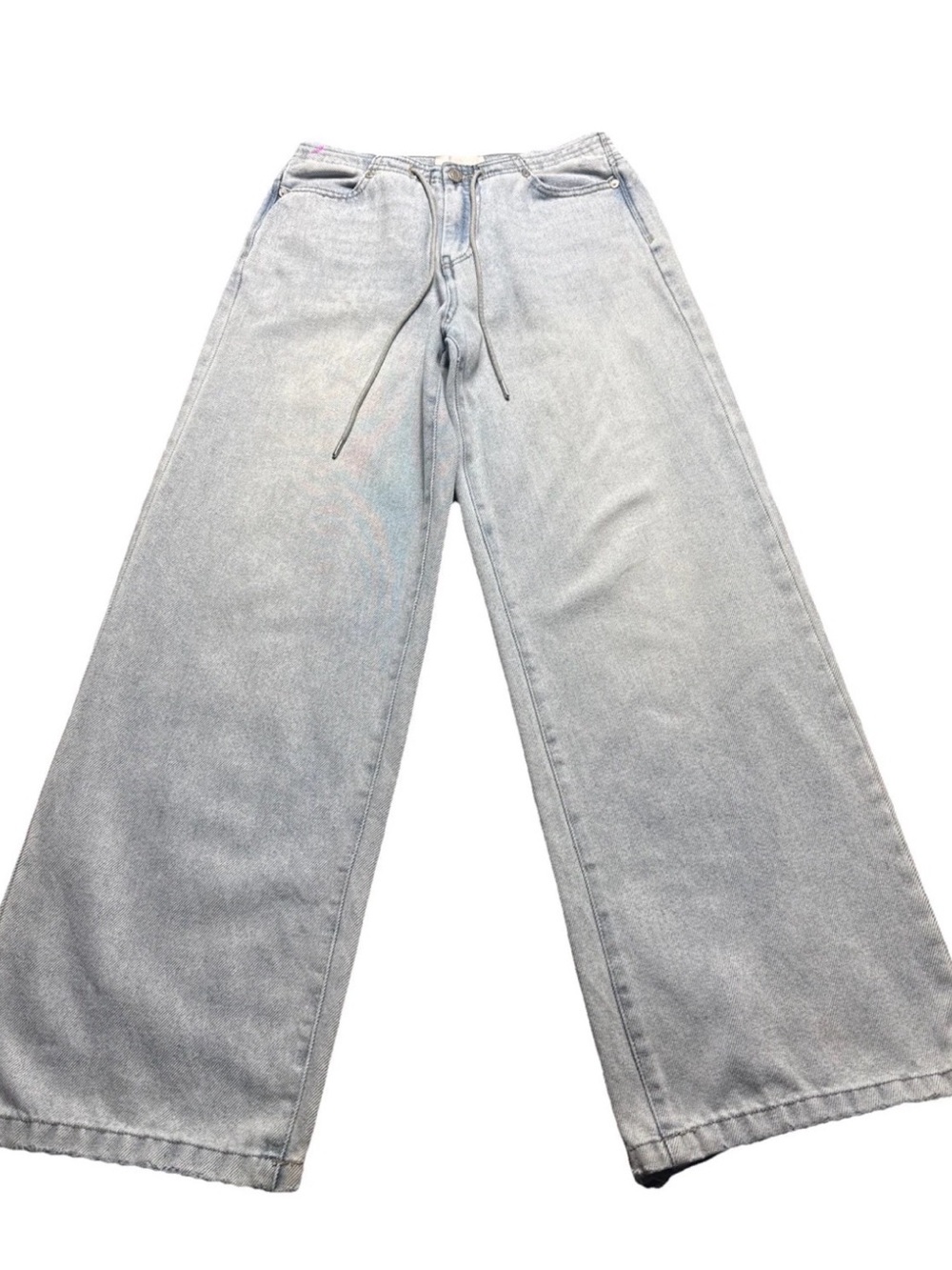 Habitual Wide Leg Drawstring Light Wash Women's Jeans - Light Blue size 26